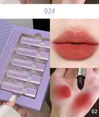 5 Colors Purple Bar Tube Black Lipstick Easy Coloring Matte Velvet Lipstick Long-lasting Red Lipstick Christmas Gift 5PCS