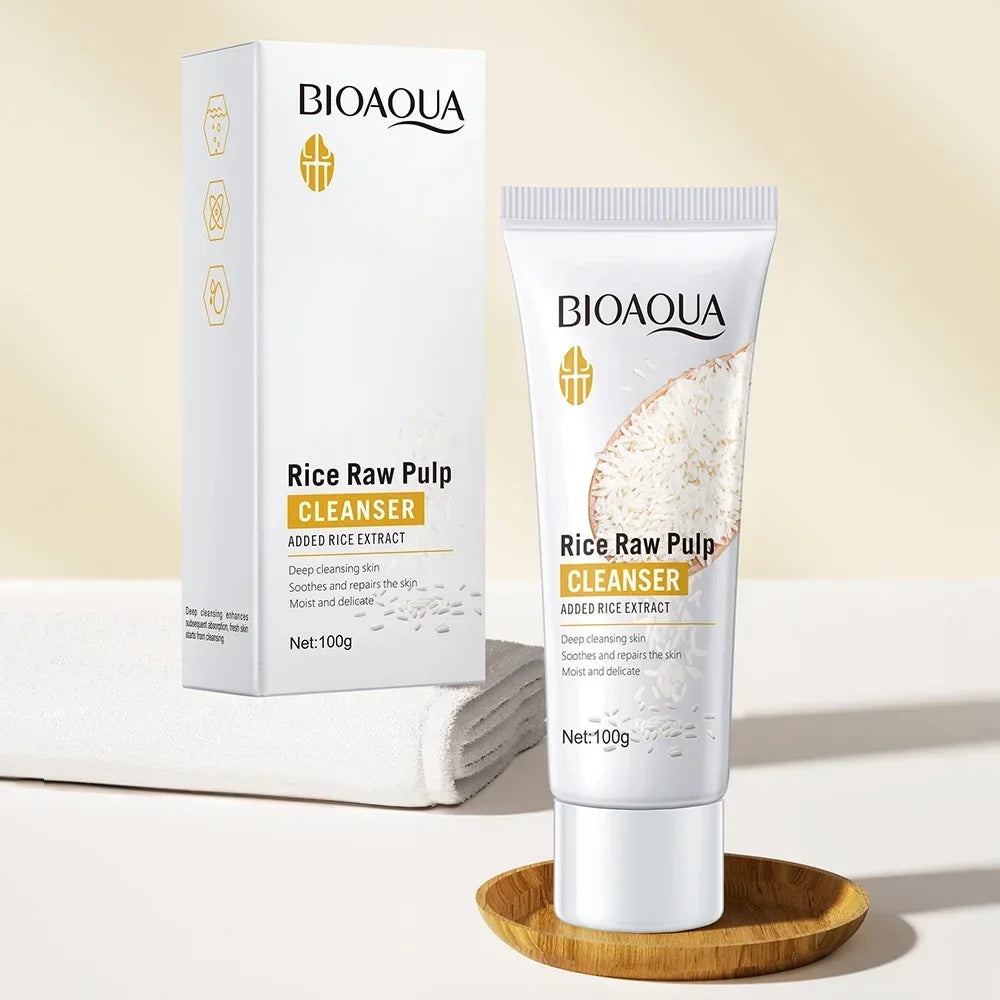 BIOAOUA Rice Cleanser Raw Pulp Oil Control Moisturizing Deep Cleaning Care Skin 100g