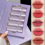 5 Colors Purple Bar Tube Black Lipstick Easy Coloring Matte Velvet Lipstick Long-lasting Red Lipstick Christmas Gift 5PCS