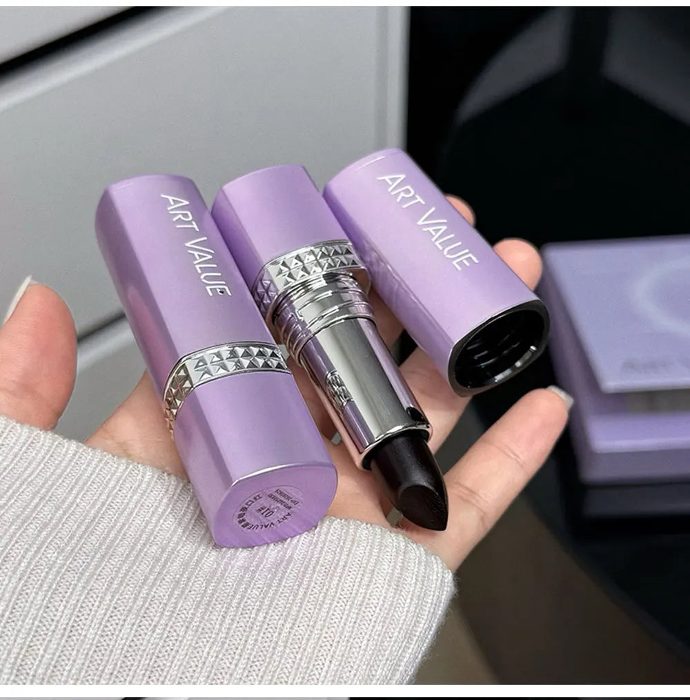 5 Colors Purple Bar Tube Black Lipstick Easy Coloring Matte Velvet Lipstick Long-lasting Red Lipstick Christmas Gift 5PCS