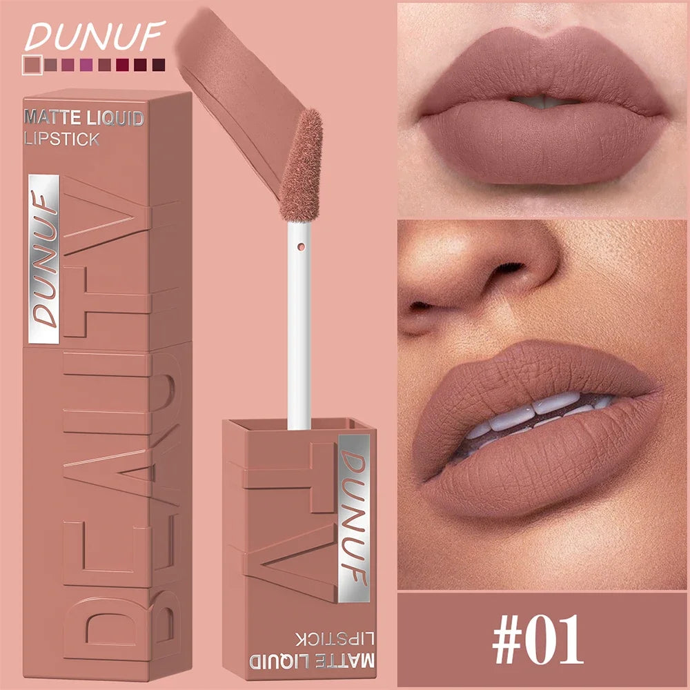 Velvet matte lip gloss matte velvet smooth easy dimensional plumping lipstick -to-apply square tube lip gloss waterproof three