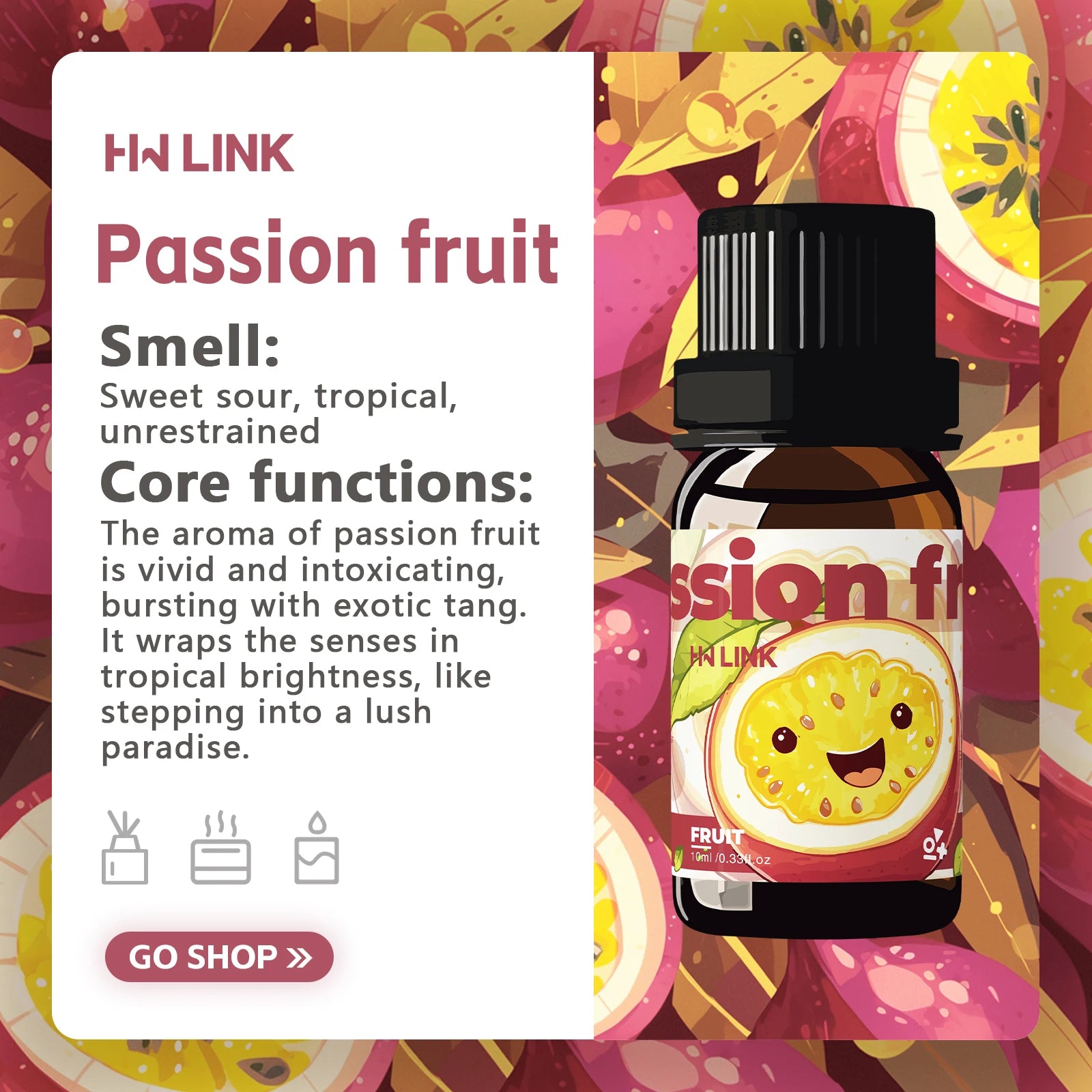 Passion Fruit Essential Oil 10ml Perfumes Women Passion Fruit Fragrance Oils Makeup Aromatherapy,Diffusers,Yoga,Skin Care,Bath