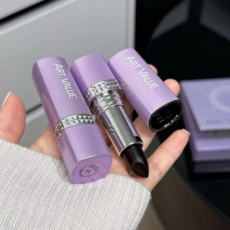 5 Colors Purple Bar Tube Black Lipstick Easy Coloring Matte Velvet Lipstick Long-lasting Red Lipstick Christmas Gift 5PCS
