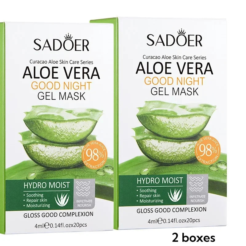 20Pcs Sadoer Aloe Vera Sleeping Facial Masks Moisturizing Anti-Wrinkles Hydratinganti-Aging No Wash Face Mask Facial Skin Care