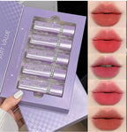 5 Colors Purple Bar Tube Black Lipstick Easy Coloring Matte Velvet Lipstick Long-lasting Red Lipstick Christmas Gift 5PCS
