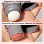 Double head sponge monochrome powder blusher lip and cheek dual-use durable matte natural rouge powder blusher stick light natur