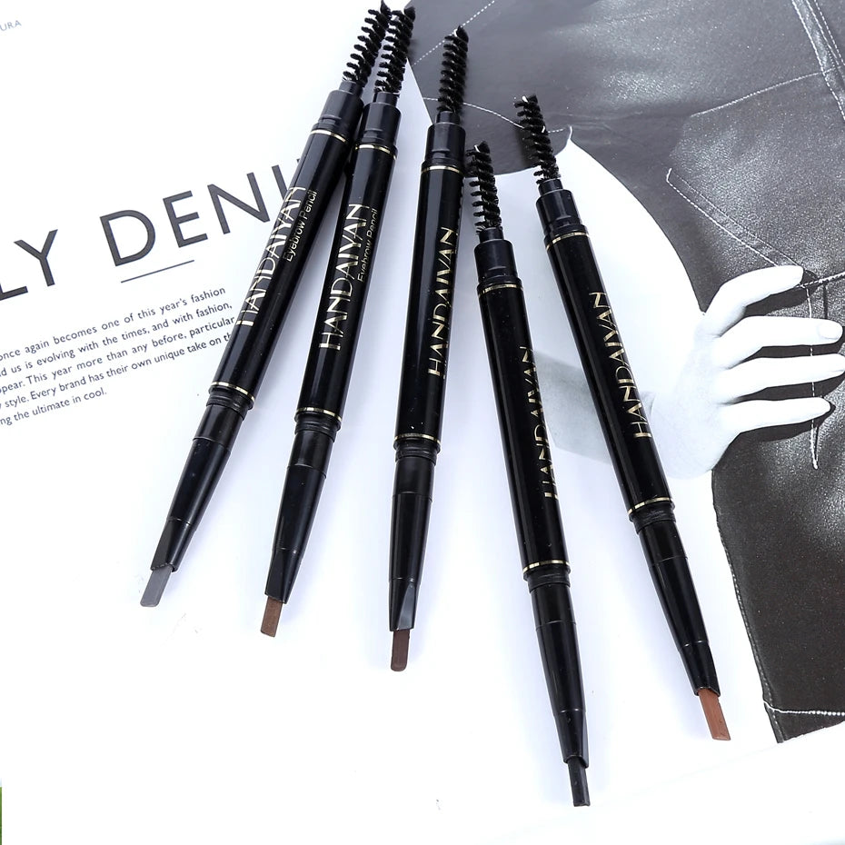 HANDAIYAN Eyebrow Pencil Automatic Rotating Double Head Long Lasting Natural Waterproof 5 Color Triangle Eyebrow Pen Make Up