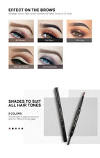 HANDAIYAN Eyebrow Pencil Automatic Rotating Double Head Long Lasting Natural Waterproof 5 Color Triangle Eyebrow Pen Make Up