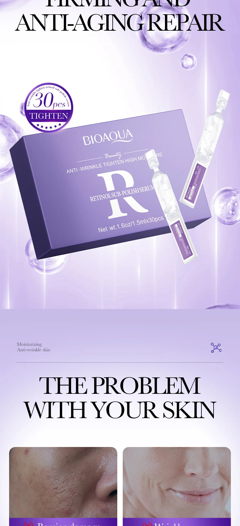 Vitamin C Retinol Essence liquid Hyaluronic acid sub polish Essence Moisturizing Anti-wrinkle firming Fade fine lines skincare