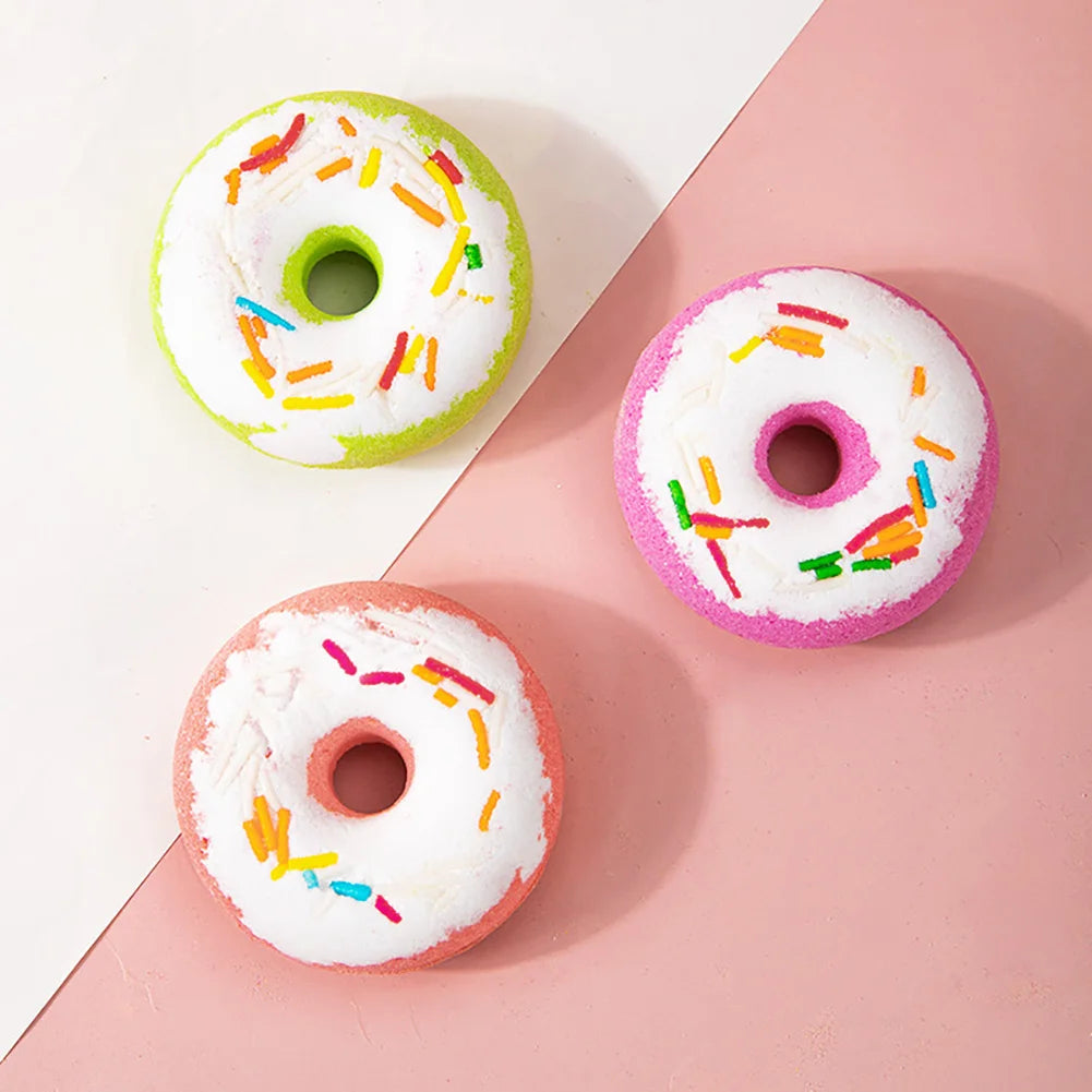 Kids Bath Bomb Bubble Bath Salt Ball for Shower Doughnut Heart Shape Bathing Spa Essential Oil Moisturize Dry Skin Children Gift
