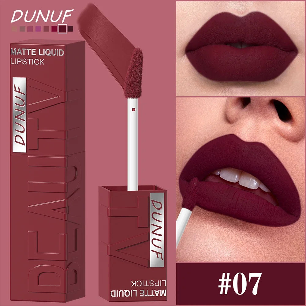 Velvet matte lip gloss matte velvet smooth easy dimensional plumping lipstick -to-apply square tube lip gloss waterproof three