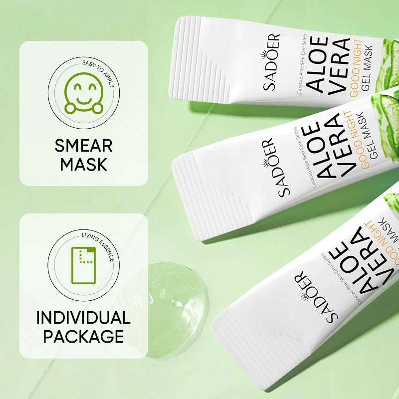 20pcs Aloe Vera Gel Portable Sleeping Mask Soothing & Repairing After Moisturizing Hydrating Shrink Pores Facial Mask Skin Care