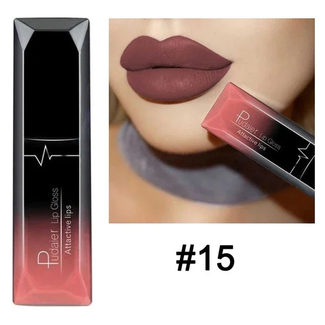 Waterproof Nude Matte Velvet Glossy Lip Gloss Lipstick Lip Balm Sexy Red Lip Tint 21 Colors Women Fashion Makeup Lipstick Tube