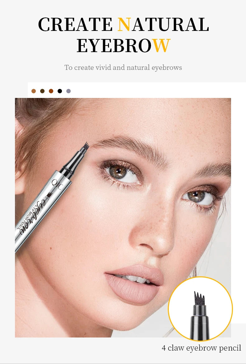 4 Points Eyebrow Pen 5 Colors Liquid Brow Pencil Dark Brown Microblading Eyebrow Pencil Waterproof Eyebrow Tattoo Pen Cosmetics