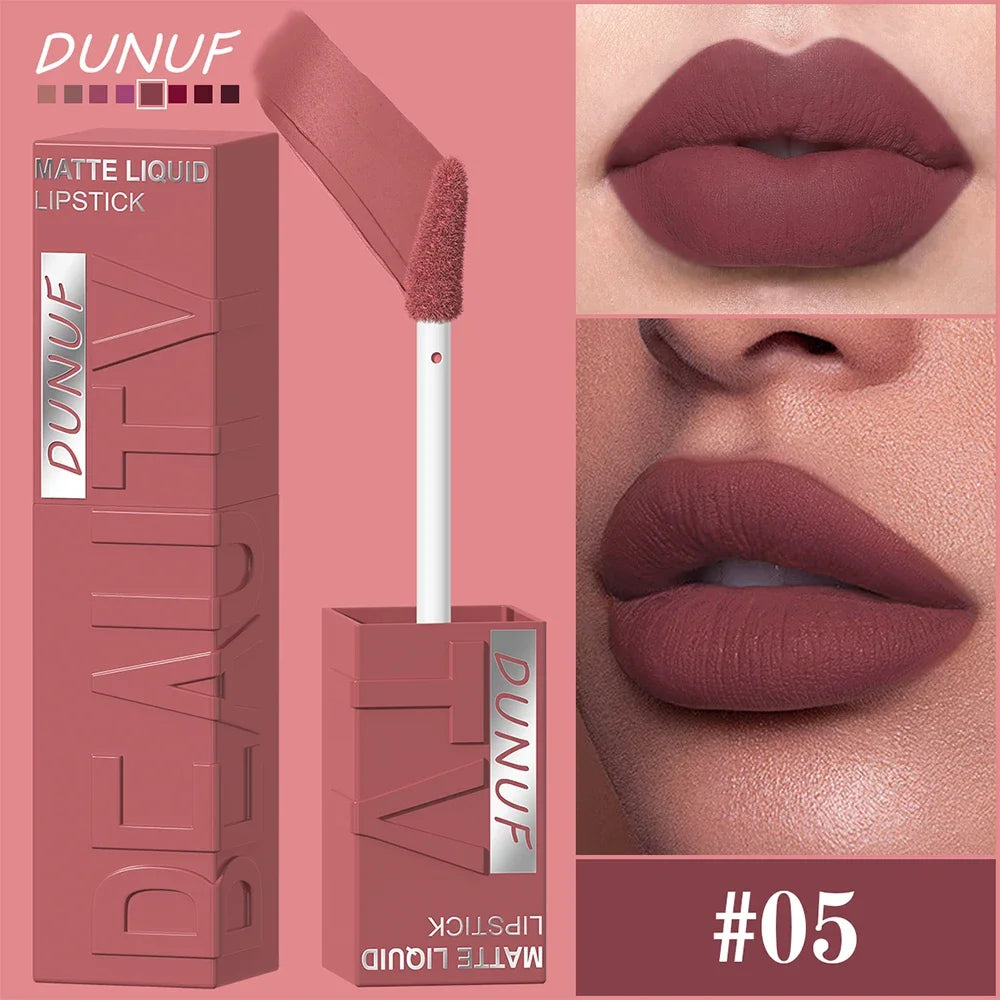 Velvet matte lip gloss matte velvet smooth easy dimensional plumping lipstick -to-apply square tube lip gloss waterproof three