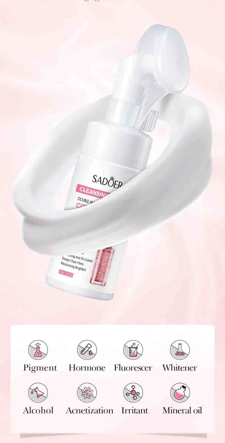 SAODER Q10 Vitamin C Facial Cleanser Face Wash Foam Facial Cleansing Mossee Moisturizing Brightening Facial Skin Care Products