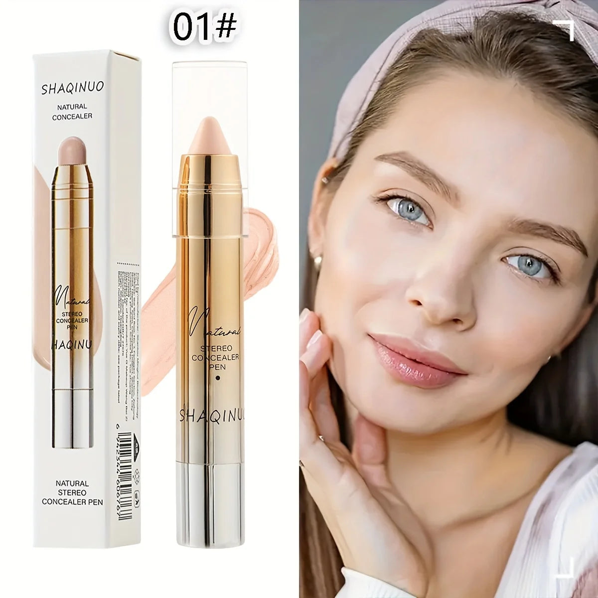 Natural Stereo Concealer Pen-Under Eye &Blemish Coverage Sweat &Waterproof Smooth Texture Portable for Beginners Flawless Finish