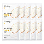 5/10pcs BIOAQUA Rice Raw Pulp Facial Masks Whitening Moisturizing Hydrating Anti-aging Face Mask Sheets Masks Skin Care