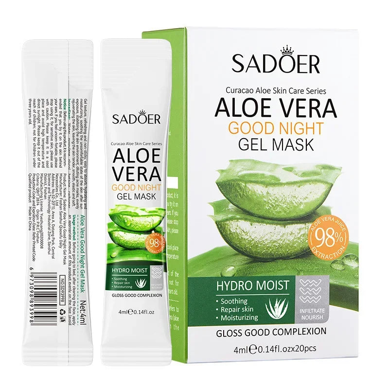 20Pcs Sadoer Aloe Vera Sleeping Facial Masks Moisturizing Anti-Wrinkles Hydratinganti-Aging No Wash Face Mask Facial Skin Care