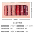 6 Colors Gold Bar Tube Lipstick Matte Texture Pearlescent Glitter Velvet NonStick Cup Lipstick Valentine's Day Gift 6Pcs/Set