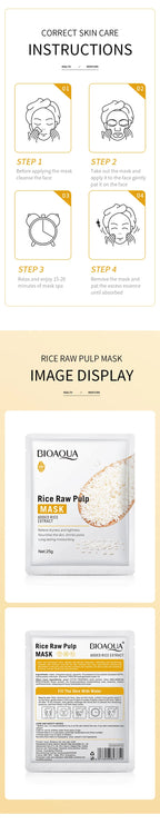 5/10pcs BIOAQUA Rice Raw Pulp Facial Masks Whitening Moisturizing Hydrating Anti-aging Face Mask Sheets Masks Skin Care