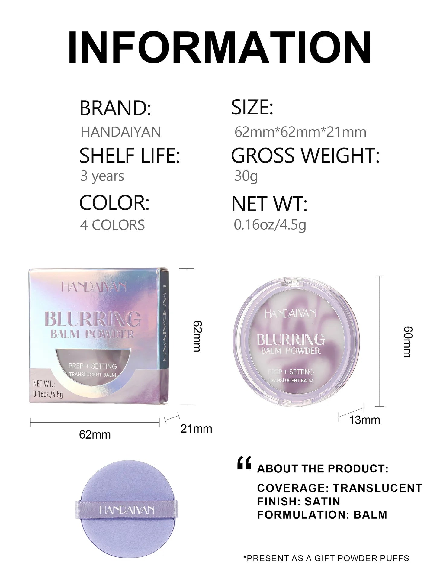 Long Lasting Oil Control Setting Powder Cream Cake Sweatproof Translucent Loose Finishing Makeup