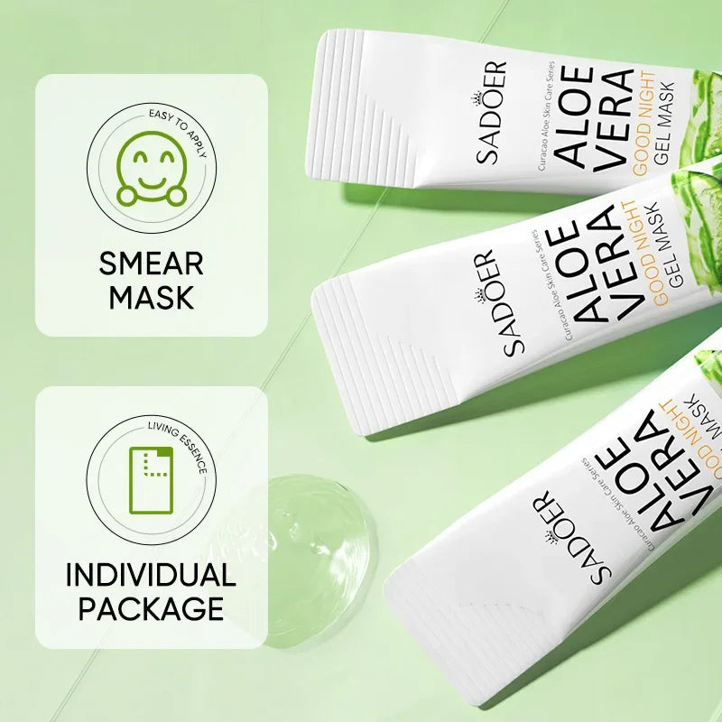 20Pcs Sadoer Aloe Vera Sleeping Facial Masks Moisturizing Anti-Wrinkles Hydratinganti-Aging No Wash Face Mask Facial Skin Care