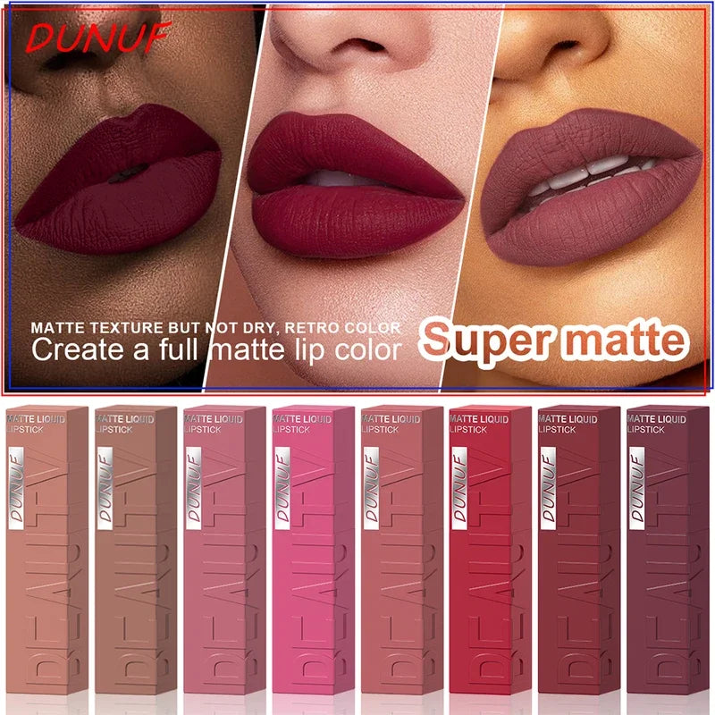 Velvet matte lip gloss matte velvet smooth easy dimensional plumping lipstick -to-apply square tube lip gloss waterproof three