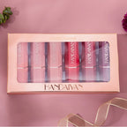 6 Colors Gold Bar Tube Lipstick Matte Texture Pearlescent Glitter Velvet NonStick Cup Lipstick Valentine's Day Gift 6Pcs/Set