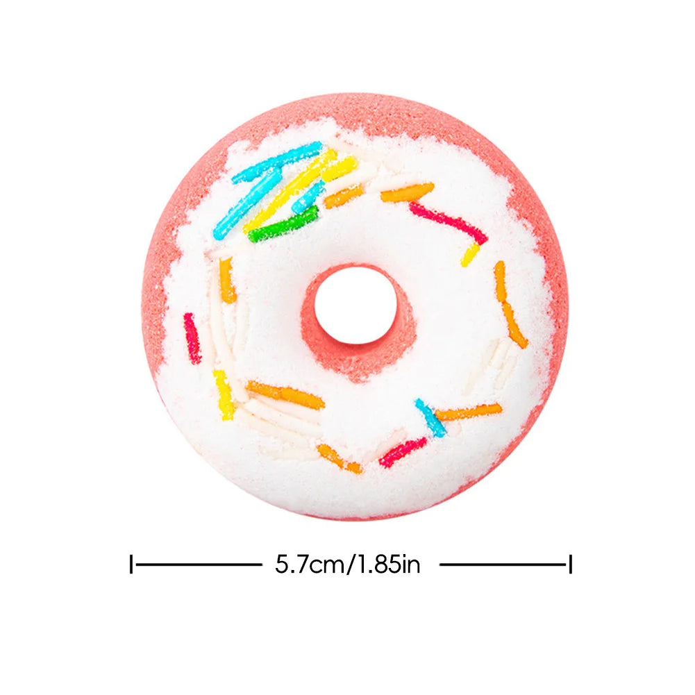 Kids Bath Bomb Bubble Bath Salt Ball for Shower Doughnut Heart Shape Bathing Spa Essential Oil Moisturize Dry Skin Children Gift