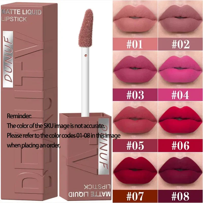 Velvet matte lip gloss matte velvet smooth easy dimensional plumping lipstick -to-apply square tube lip gloss waterproof three