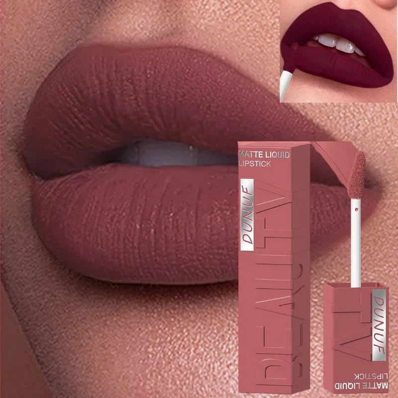Velvet matte lip gloss matte velvet smooth easy dimensional plumping lipstick -to-apply square tube lip gloss waterproof three