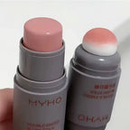 Double head sponge monochrome powder blusher lip and cheek dual-use durable matte natural rouge powder blusher stick light natur
