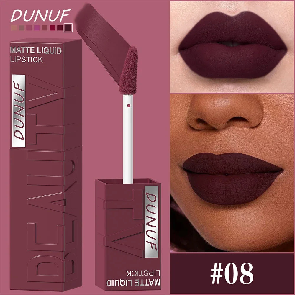 Velvet matte lip gloss matte velvet smooth easy dimensional plumping lipstick -to-apply square tube lip gloss waterproof three