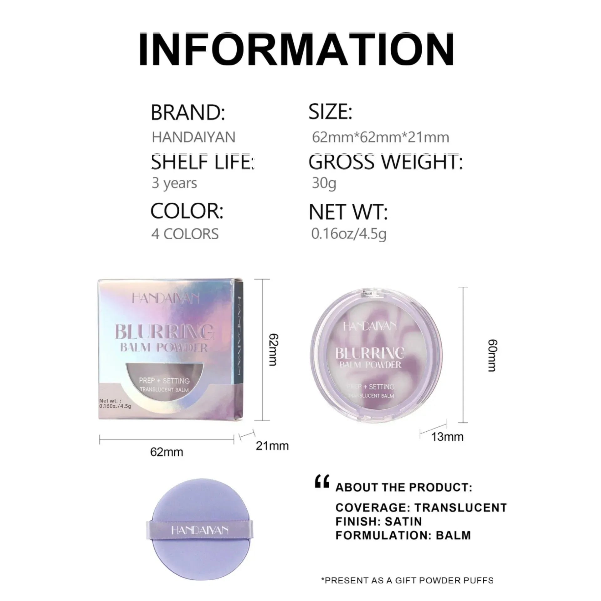 Long Lasting Oil Control Setting Powder Cream Cake Sweatproof Translucent Loose Finishing Makeup