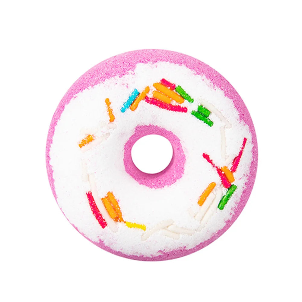 Kids Bath Bomb Bubble Bath Salt Ball for Shower Doughnut Heart Shape Bathing Spa Essential Oil Moisturize Dry Skin Children Gift