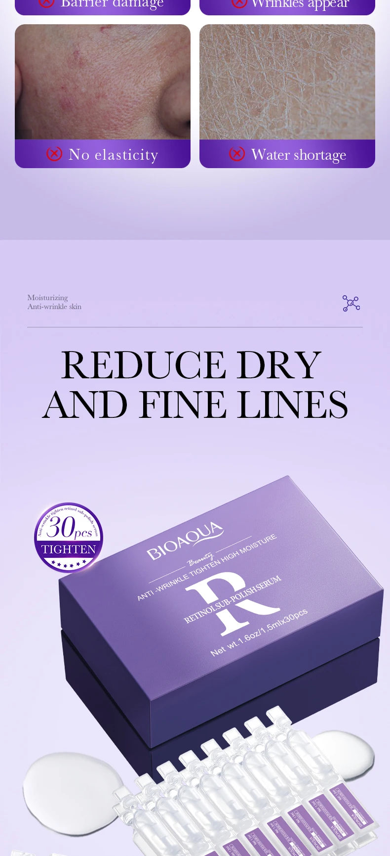 Vitamin C Retinol Essence liquid Hyaluronic acid sub polish Essence Moisturizing Anti-wrinkle firming Fade fine lines skincare