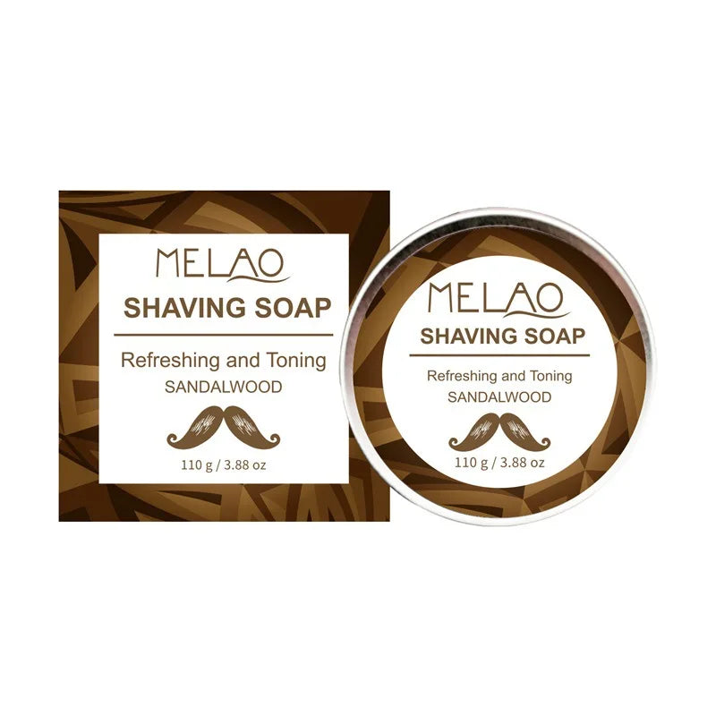 Shaving Soap Beard Soap Sandalwood Men's Facial Cleansing Soap Care 110g Aluminum Box Foam Softens Beard