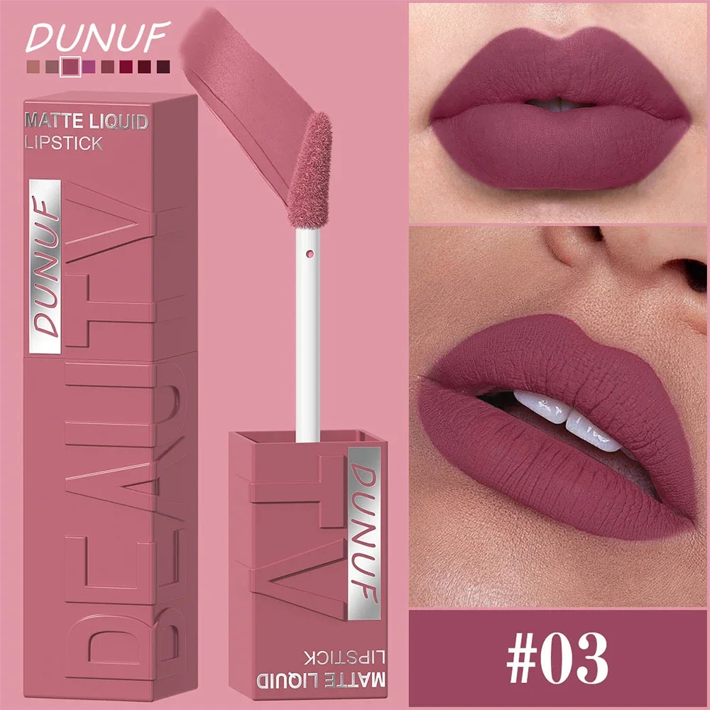 Velvet matte lip gloss matte velvet smooth easy dimensional plumping lipstick -to-apply square tube lip gloss waterproof three