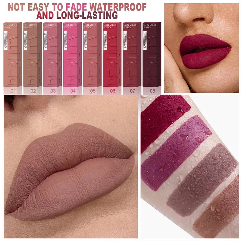 Velvet matte lip gloss matte velvet smooth easy dimensional plumping lipstick -to-apply square tube lip gloss waterproof three
