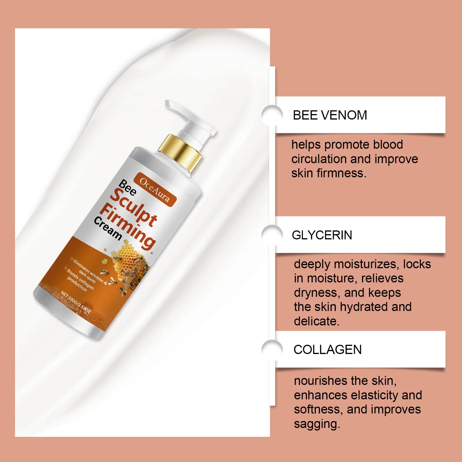 Bee Venom Body Firming Lotion Anti Sagging Skin Reduce Fine Lines Anti Cellulite Brightening Moisturizing Tighten Lifting Cream