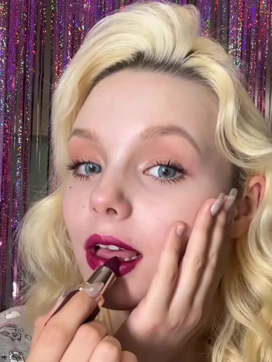 6 Colors Gold Bar Tube Lipstick Matte Texture Pearlescent Glitter Velvet NonStick Cup Lipstick Valentine's Day Gift 6Pcs/Set