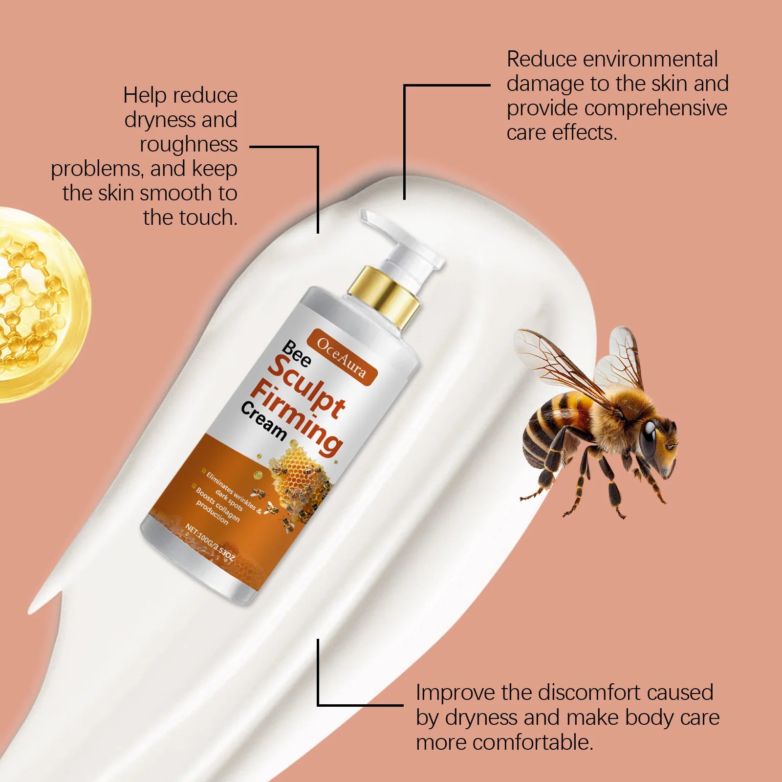 Bee Venom Body Firming Lotion Anti Sagging Skin Reduce Fine Lines Anti Cellulite Brightening Moisturizing Tighten Lifting Cream