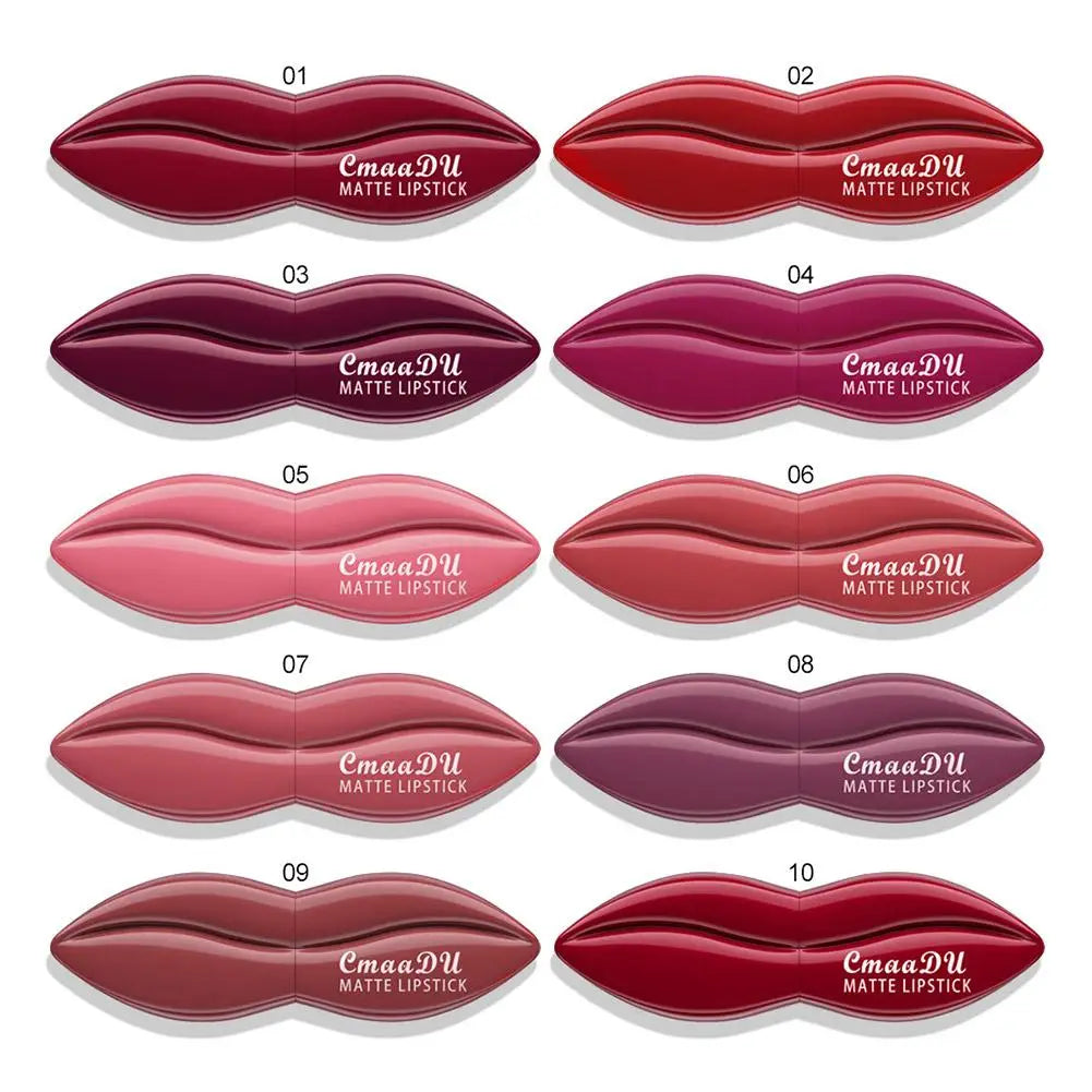 10 Color Lip Shape Matte Lipstick Waterproof Lasting Long Lasting Sexy Velvet Nude Lipsticks Lip Gloss Woman Cosmetics Wholesale