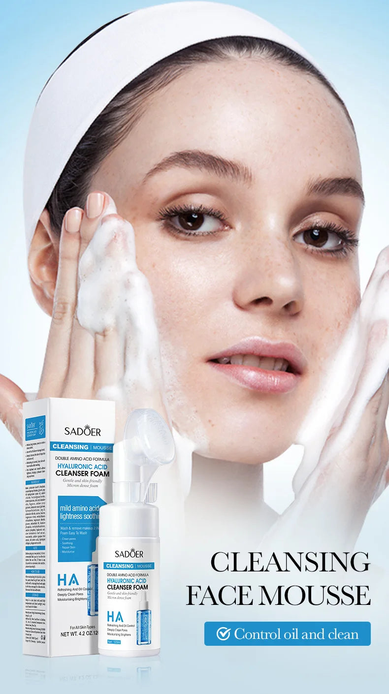 SAODER Q10 Vitamin C Facial Cleanser Face Wash Foam Facial Cleansing Mossee Moisturizing Brightening Facial Skin Care Products