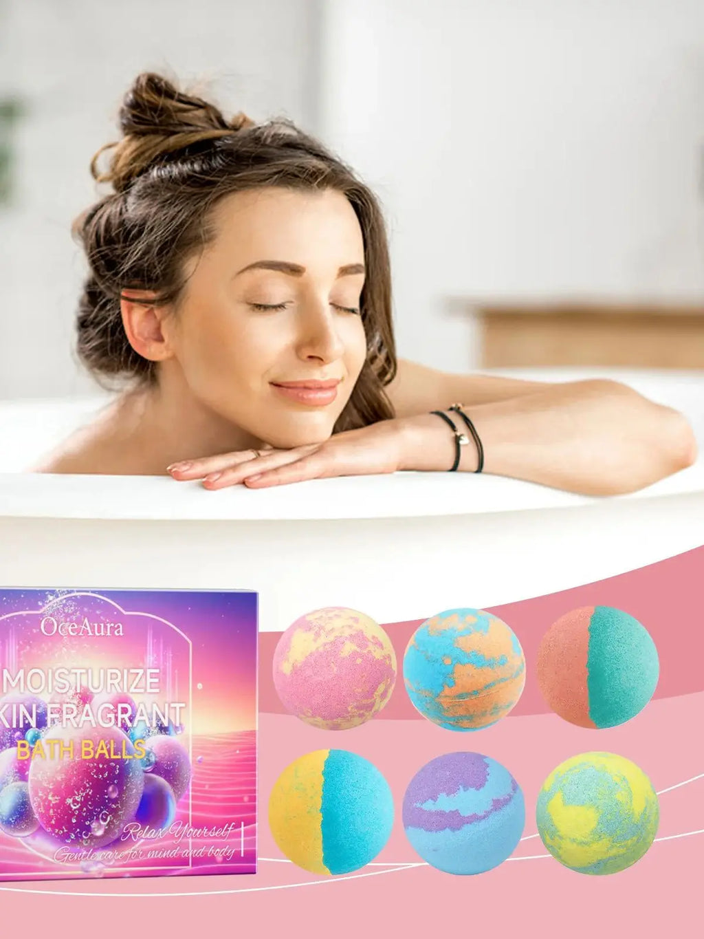 OceAura Bubble Bath Ball Moisturizing Nourishing Plant Floral Fragrance Lasting Fragrance Deep Cleansing Skin Bath Ball