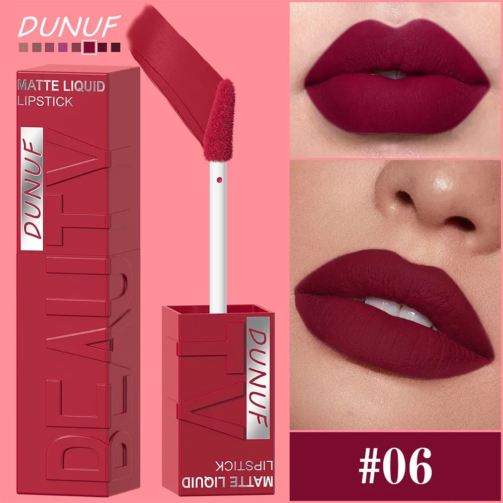 Velvet matte lip gloss matte velvet smooth easy dimensional plumping lipstick -to-apply square tube lip gloss waterproof three