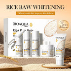 BIOAOUA 5pcs Rice Raw Whitening Travel Set For Cleansing and Moisturizing Whiten