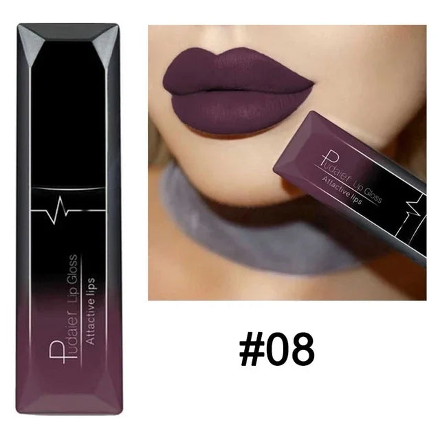 Waterproof Nude Matte Velvet Glossy Lip Gloss Lipstick Lip Balm Sexy Red Lip Tint 21 Colors Women Fashion Makeup Lipstick Tube