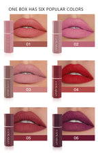 6 Colors Gold Bar Tube Lipstick Matte Texture Pearlescent Glitter Velvet NonStick Cup Lipstick Valentine's Day Gift 6Pcs/Set